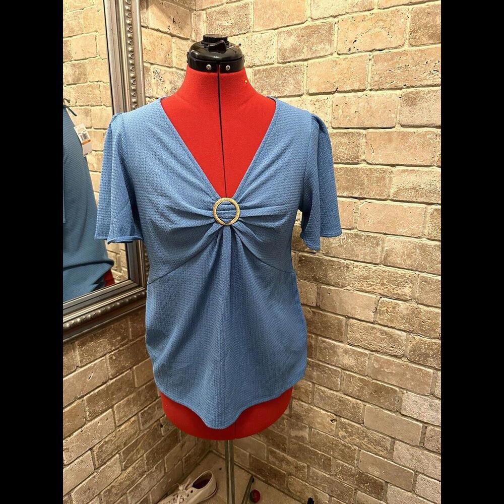 Women’s Blue Michael Kors Top With Gold Accent Size S